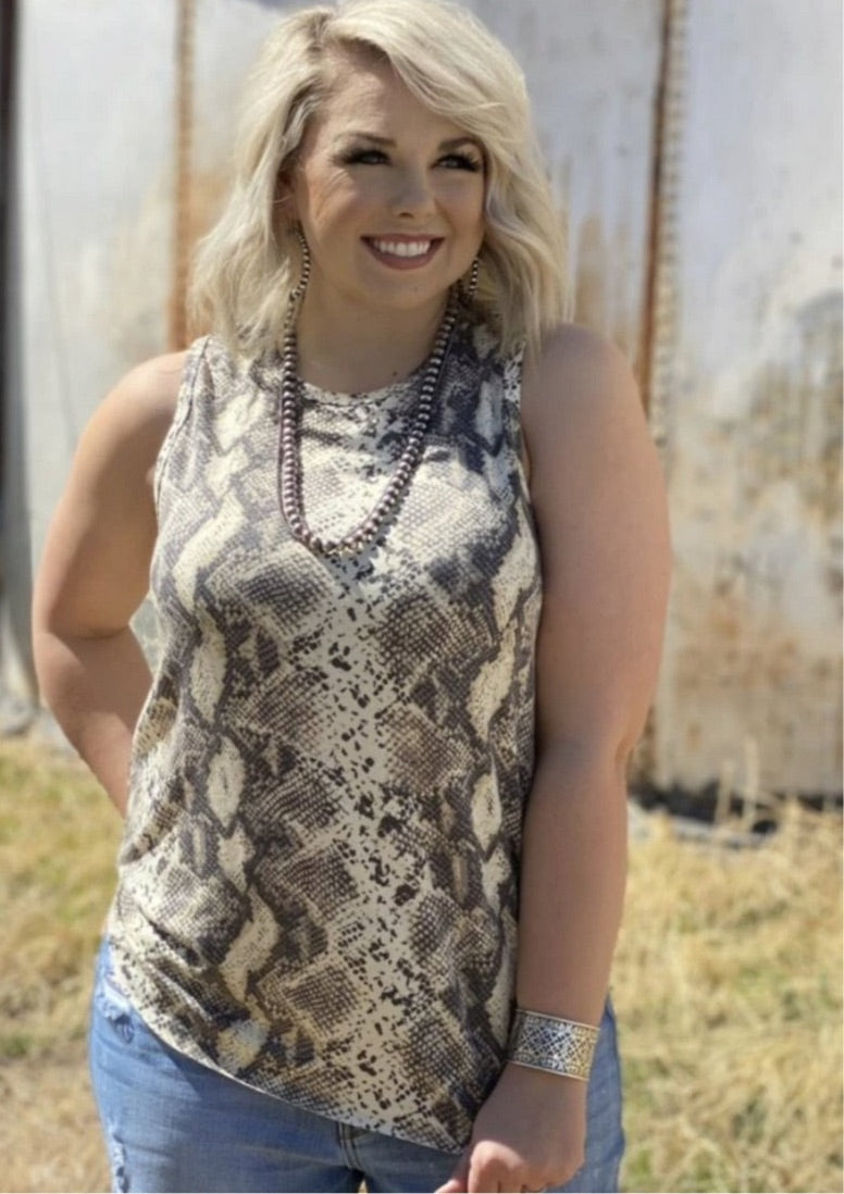 Snakeskin print tank